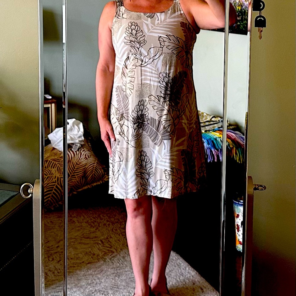 Tan sheath tropical sundress, size M